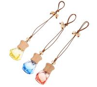SHINEOFI 3pcs Car Bottle Pendant Essential Oil Bottles Glass Small Delicate Appearance Creative Design for Vehicle Interior Aromatherapy and Perfume Holding Random Color