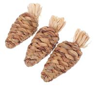 SHINEOFI 3pcs Carrot-shaped Bunny Chew Natural Grass Hamster Bite Teeth Cleaning Pet Supply for Rabbits Guinea Pigs Chinchillas Stress Relief and Boredom Breaker