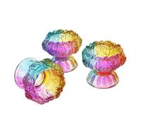 SHINEOFI 3Pcs Colored Glass Butter Lamp Holder Practical Candle Holders Small Crystal Candlesticks for Home Decor Table Decorations Living Ornaments