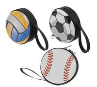 SHINEOFI 3pcs Creative Football Shaped Small Storage Bag with Lightweight Polyester and Tinplate Material, Zipper Closure, for Daily Life a Coin Purse or Gift Bag