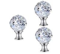 SHINEOFI 3pcs Crystal Lamp Finial Knob for Lamp Shade Decoration Transparent Sparkling Finials Caps with Tapped Screw Modern Chic Replacement for Enhances Light Reflection and Fixture