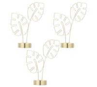 SHINEOFI 3pcs Golden Metal Card Holder with Leaf Shape, Multifunctional Scratch-Resistant Memo Clips Stand for Desk, for Meetings and Wedding Party Desktop Organisation