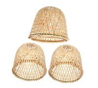 SHINEOFI 3pcs Handmade Vintage Bamboo Lampshade Round Woven Lamp Cover for Bulb Soft Warm Light Diffuser Space Saving Rustic Decor for Hallways Tea Houses Farmhouse Ambiance