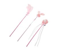 SHINEOFI 3pcs Interactive Cat Wand Pink Cat Stick Kitten Exercise and Stress Relief Stimulates Hunting Instinct