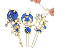 SHINEOFI 3pcs Moon Star Hair Pins Alloy Hair Ornaments with Hollow Geometric Design for Moms and Lovers in Daily Life