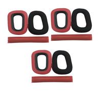 SHINEOFI 3pcs Replacement Ear Pads and Headband Cushion for Headphones Red Protein Leather Ear Cushions with Memory Foam Comfortable Replacement Headset Accessories for Extended Use