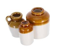 SHINEOFI 3pcs Retro Mini Ceramic Planter Pots Set for Dollhouse and Desk Decor Cute Tiny Flower Pots for Small Plants DIY Bonsai Garden Accent for Home and Office