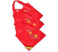 SHINEOFI 3pcs Reusable Foldable Polyester Fruit-shaped Tote Bags Strawberry Pattern Eco-friendly Shopping Storage Bags for Women Portable Foldaway for Travel and Daily Use