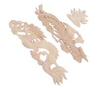 SHINEOFI 3pcs Solid Timber Wood Carved Onlays Dragon Phoenix Ball Appliques Handcrafted Decorative Wood Decals for Cabinet Door Wall Headboard Staircase Furniture Enhancing Traditional