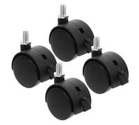 SHINEOFI 4 Pack 1.5-inch Threaded Brake Caster Wheels M8x13mm Double Wheel 360° Swivel Replacement for Desk Cabinet Bookshelf Heavy Duty Furniture Casters for Hardwood Floors