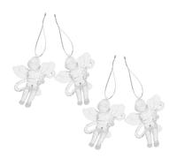 SHINEOFI 4 Pcs Acrylic Cupid Hanging Ornaments Valentine’S Day and Christmas Angels Figurines Holiday Tree Decorations with Wings Pendants for Home Décor