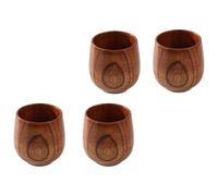 SHINEOFI 4 Pcs Natural Solid Wood Teacups Set Small Belly Shape Anti-Scald Household Tea Coffee Wine Cups for Hotel Drinkware and Beverage Serving