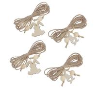 SHINEOFI 4 Sets Easter Unfinished Wooden Bunny Cutouts with 3 Meter Jute Rope for DIY Projects and Easter Wooden Bunny Decor, for Coloring and Attaching Embellishments