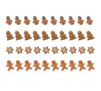 SHINEOFI 40pcs Christmas Resin Charms, Assorted Color Flatback Embellishments for Diy Crafts, Miniature Gingerbread Ornaments, Candy Cane Accessories, Tiny Resin Decorations for Holiday Decor