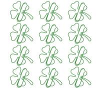 SHINEOFI 40pcs Green Shamrock Metal Paper Clips for Journaling and DIY Projects, Mini Size with Resist Bending and Breaking Feature, Cute Vintage Style Stationery for Saint Patrick Party
