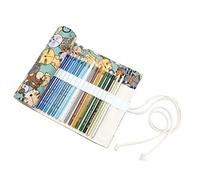SHINEOFI 48holes Large Capacity Canvas Pencil Roll Wrap Elastic Slots Storage Organizer for Artists