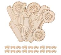 SHINEOFI 48pcs Wooden Monster Truck Cutouts for Boys DIY Craft Projects with Smooth Surface and Khaki Colour, for Learning and Creative Painting Activities