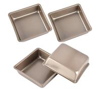 SHINEOFI 4pcs 11cm Carbon Steel Square Cake Tin Set Non-Stick Small Cheesecake Mold Baking Pan for Toaster Oven Air Fryer Brownies Individual Cake Pans