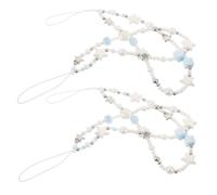 SHINEOFI 4pcs Beaded Phone Strap Bracelet with Faux Pearl Star Shell Summer Beach Style Wrist Lanyard for Phones and Cameras Secure Grip and Handsfree Convenience for Travel and Daily Use