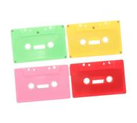SHINEOFI 4pcs Blank Cassette Tapes Hard Case Diy Vintage Audio Tape Decor Wall Decoration for Retro Party Red Pink Light Green Yellow