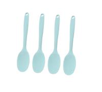 SHINEOFI 4pcs Blue Silicone Serving Spoons Kitchen Utensils Lightweight Sturdy Flatware for Mixing and Serving Soup Stews Porridge at Home and Restaurant