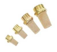 SHINEOFI 4pcs Brass Pneumatic Muffler, Valved Copper Air Silencer Connector, 1/8 1/4 3/8 1/2 Golden, Dust Protection, Easy to Install and Maintain