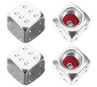 SHINEOFI 4Pcs Dice Style Valve Stem Caps for Car Truck Bike Silver Metal Tire Valve Dust Covers Sturdy for Automotive Accessories