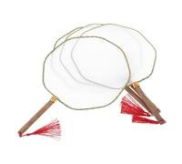 SHINEOFI 4pcs Double Sided Blank Hand Fan with Long Handle for DIY Painting Chinese Round Paddle Fans for Adults Wedding Favors Art Crafts and Tea Party Decorations