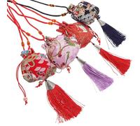 SHINEOFI 4pcs Fabric Drawstring Sachet Bags with Tassels Multi-color Small Empty Pouches for Wardrobe Fragrance, Car Deodorizing and Wrapping in Purple, Rose Red, Red, Navy Blue