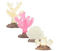 SHINEOFI 4pcs Glow-in-the-dark Artificial Coral Reef Aquarium Decoration for Fish Tank, Simulation Coral Plant Ornaments, Turtle Accessories, Marine Landscaping Set