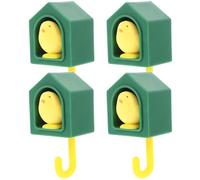 SHINEOFI 4pcs Green Bird Sticky Hooks Adhesive Coat Hooks for Wall, Abs Material with Fine Workmanship, Creative Lovely Shape, for Household Storage and Organizing Towels Or Scarves