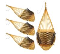 SHINEOFI 4pcs Hanging Orchid Basket with Metal Hook, Rustic Planter Display | Yellow Woven Design, Decorative Space-saving Holder for Artificial Flowers, Farmhouse Style, Kitchen or Front Door Decor
