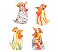 SHINEOFI 4pcs Japanese Style Glass Chick Figurines Decorative Easter Desk Ornaments Colorful Animal Sculptures for Home and Office Decor Random Style