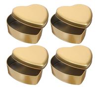 SHINEOFI 4pcs Large Heart-shaped Tinplate Candy Boxes Sealed Dustproof Storage Containers with Curled Edges Lightweight Portable Treat Packaging for Cookies Chocolate