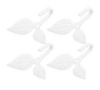 SHINEOFI 4pcs Leaf Wall Hooks Iron Vintage White Coat Hooks | Antique Finish, Easy Install, Multi Item Hanging, for Belts Hats and Kitchen Wall Use
