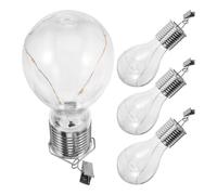 SHINEOFI 4pcs LED Solar Bulb Chandelier Hanging Wire Light Bulb Clip-on Garden Decorative Warm Light No Battery Required, Warm Lamp