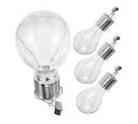 SHINEOFI 4pcs Led Solar Bulb Chandelier Hanging Wire Light Bulb Garden Decorative Warm Light No Battery Required