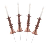 SHINEOFI 4pcs Mini Candlestick Lamps for Miniature Houses Compact Candle Holder Lights with White Wax and Warm White LED Lightweight DIY Moss Landscape Decor for Cozy Home Wedding