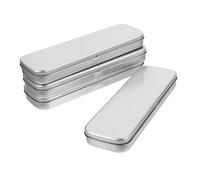 SHINEOFI 4pcs Multi-Functional Student Stationery Case Tinplate Pen Storage Boxes Elegant Silver Design for Organizing School Supplies and Stationery Essentials