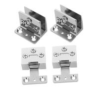 SHINEOFI 4Pcs No Drill Stainless Steel Glass Door Hinges for Tempered Glass Cabinet Doors Durable Zinc Alloy Clips for Wine Cabinets Cupboards Display Cases with Smooth Opening and Closing