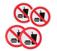 SHINEOFI 4pcs No Food Or Drinks Prohibition Safety Stickers 10x10cm without White Border Adhesive Warning Labels for Factory Office Indoor Use Business Premises Sign