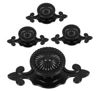 SHINEOFI 4pcs Ornate Single Hole Cabinet Knob with Backplate, Vintage | Raised Floral Pattern, Matte Metallic Finish, Easy Fitting, Smooth Operation, Improved Grip for Kitchen Spaces and Modern