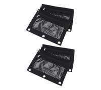 SHINEOFI 4pcs Oxford Fabric Pencil Pouch with Zippered Binder Design Transparent Window Index Card Holder for School Notebooks Compact Document Organizer for Pens and Stationery