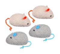 SHINEOFI 4pcs Plush Mouse Cat for Indoor Cats, Sturdy Chew and Scratch Kitten Teething, Interactive Pet Molar Set with Herbal Filling, 2 Dark Gray 2 Beige