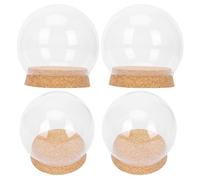 SHINEOFI 4Pcs Preserved Eternal Flower Glass Dome Cork Stopper, 10Cm Spherical Decorative Cover for Doll Display and Home Décor Accessories