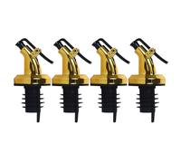 SHINEOFI 4pcs Press Type Oil Bottle Nozzle Oil Stopper Pourer Abs Material Tight Sealing Easy to Use Golden Simple Generous Style Kitchen Use