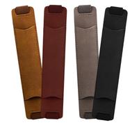 SHINEOFI 4pcs Pu Leather Pen Sleeves Set with Adjustable Elastic Bands Vintage Matte Finish Pen Holders for Notebooks and Planners in Black Brown Grey Wine Red