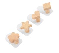 SHINEOFI 4pcs Punch-Free Wall Storage Hooks with Wooden Metal Design, Coat Holder and Hat Hangers for Bedroom, Household Clothing Wall-Mounted Organizers Random Style