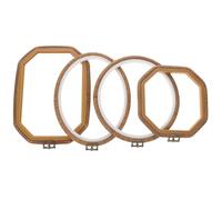 SHINEOFI 4pcs Reusable Plastic Embroidery Hoops Set with Imitation Wood Finish - Round 17cm, Oval 15x19cm, Rectangle 15x20cm, Octagonal 14x14cm - Cross Stitch Frames for DIY Sewing