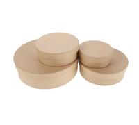 SHINEOFI 4pcs round Kraft Paper Boxes with Lids for Presentation and Crafting, Paper Material, Personalization Friendly, Elegant and Stylish Flat round Gift Containers for Candy, Chocolate,